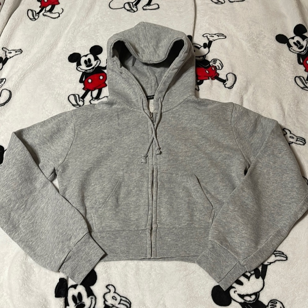Brandy Melvilleve Zip Up Cropped Hoodie